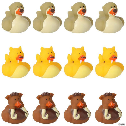 2 Prehistoric Tiger, Mammoth & Sloth Rubber Ducks – 12 Pc.