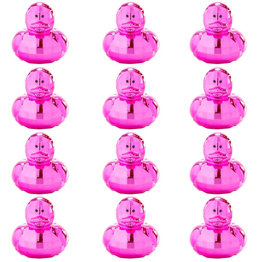Metallic Hot Pink Disco Ball Rubber Ducks - 12-Pack - product photo