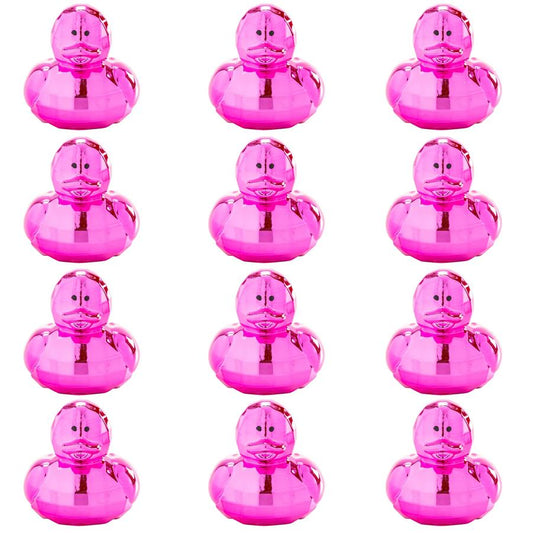 Metallic Hot Pink Disco Ball Rubber Ducks - 12-Pack - product photo