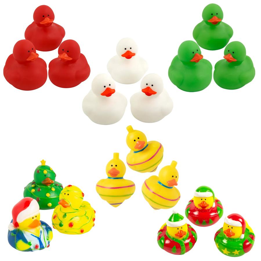Bulk Christmas Rubber Duck Assortment - 72-Pack