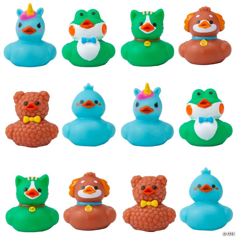 Kawaii Cute Animals Soft Plastic Rubber Ducks – 12 pc