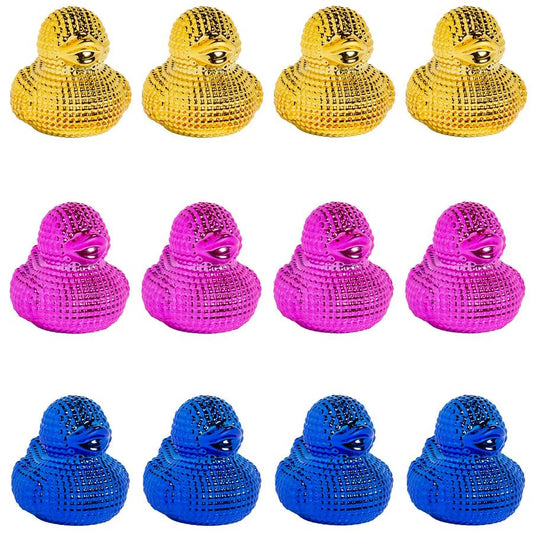 Bright Color Bling Chrome Rubber Ducks - 12-Pack