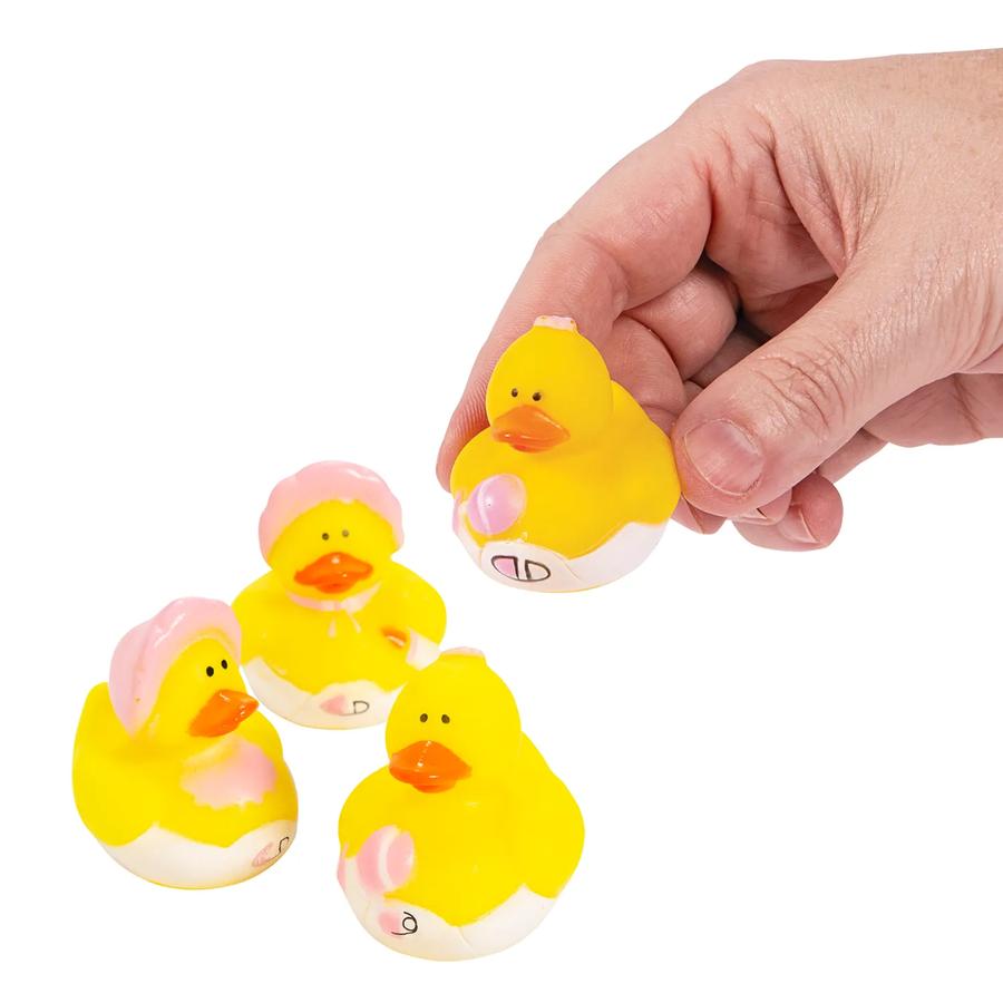 1 3/4" Mini Baby Girl Shower Rubber Ducks - 24-Pack