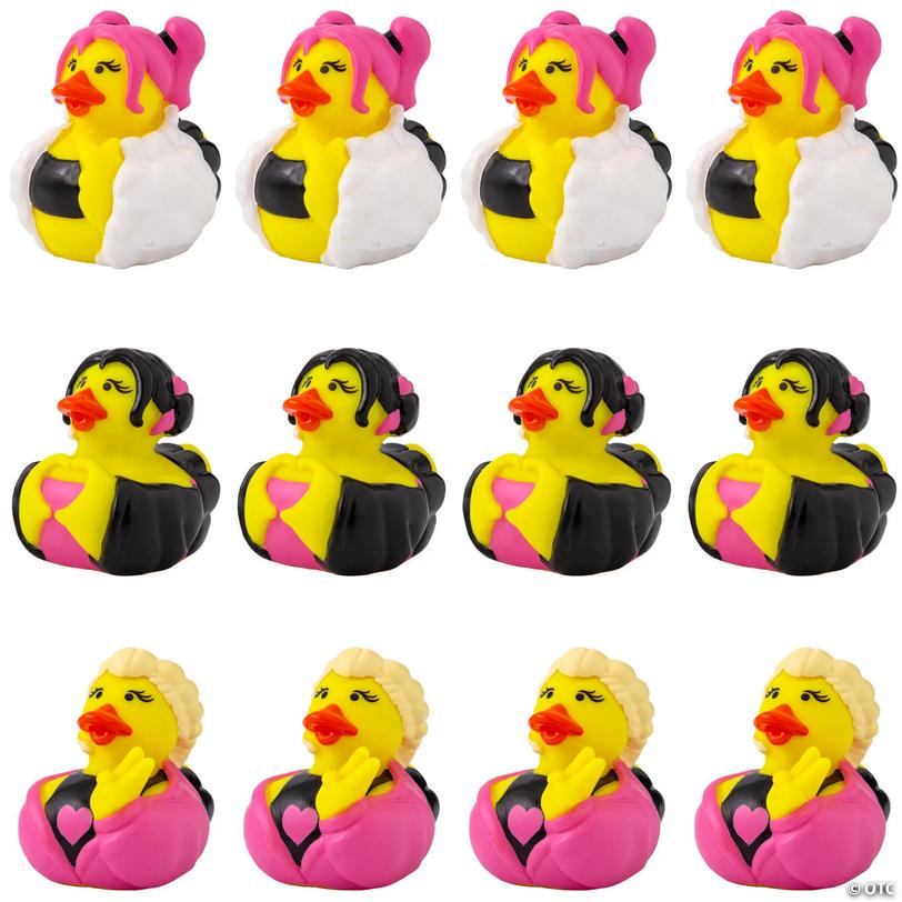 International Pop Singer rubber ducks in three assorted designs, 2 inches, pack of 12