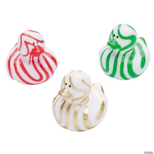Multicolor Marbleized Swirl Christmas Rubber Ducks