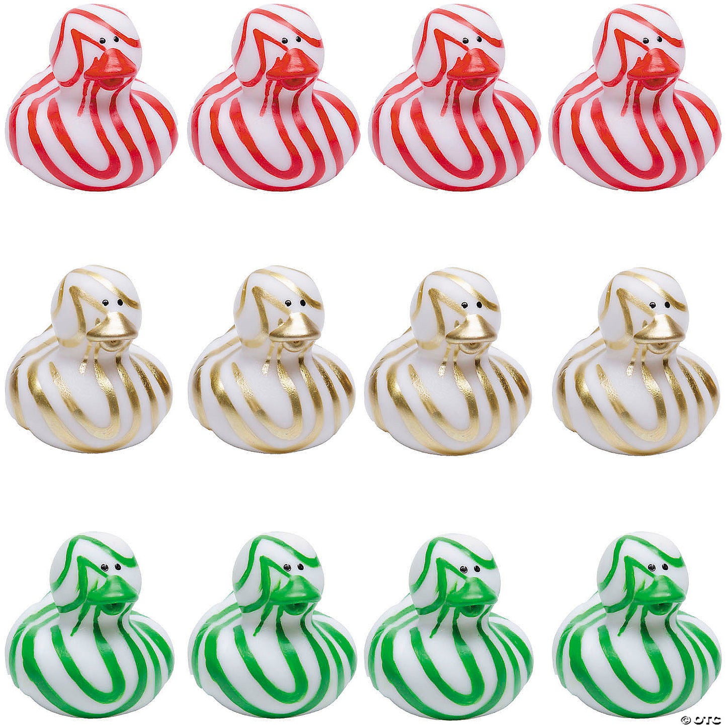 Multicolor Marbleized Swirl Christmas Rubber Ducks