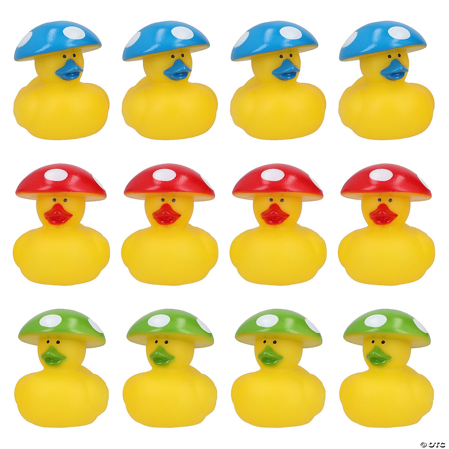 Multicolor Mushroom-Themed Rubber Ducks