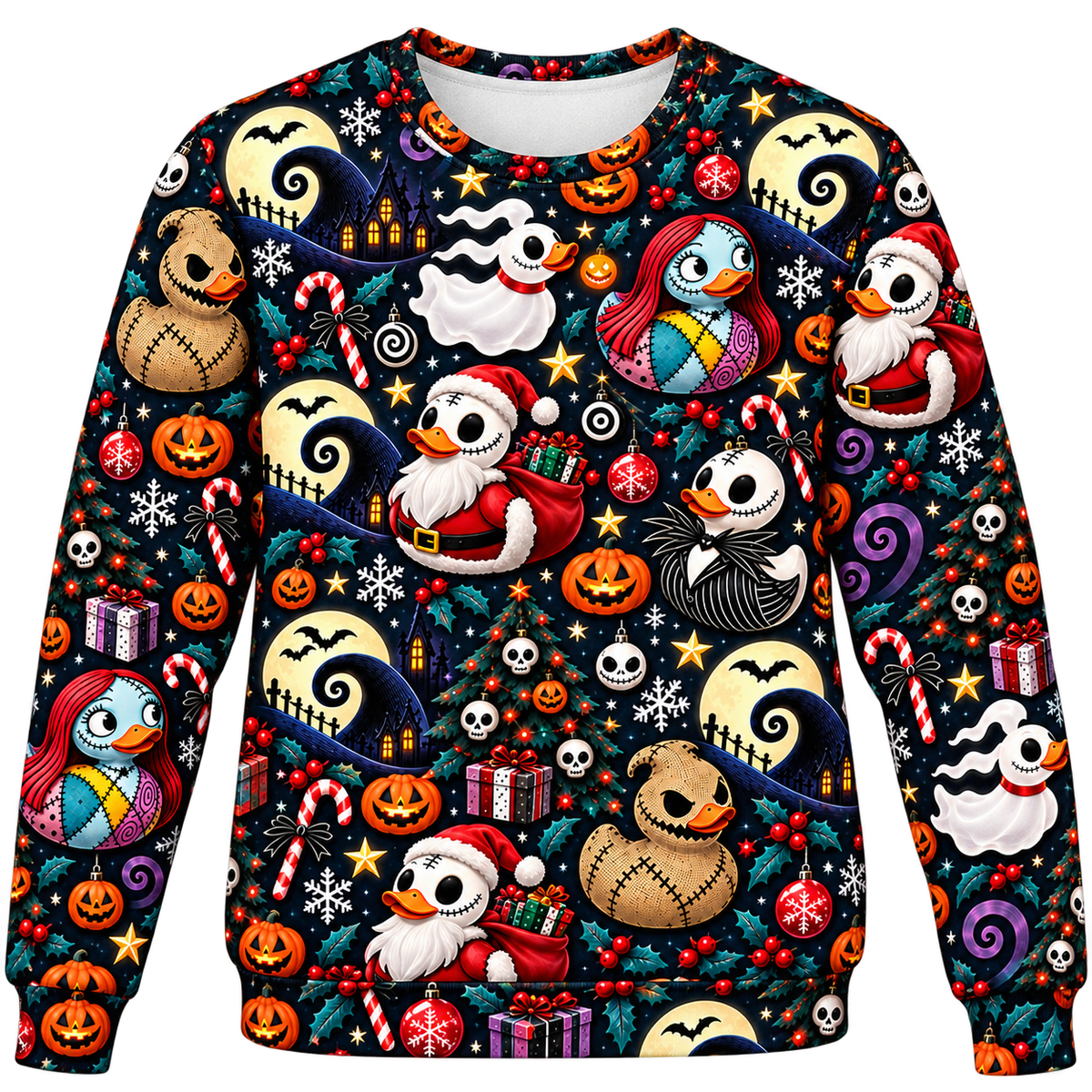 Quackmare Before Christmas Men’s Heavy Fleece Sweatshirt front product view