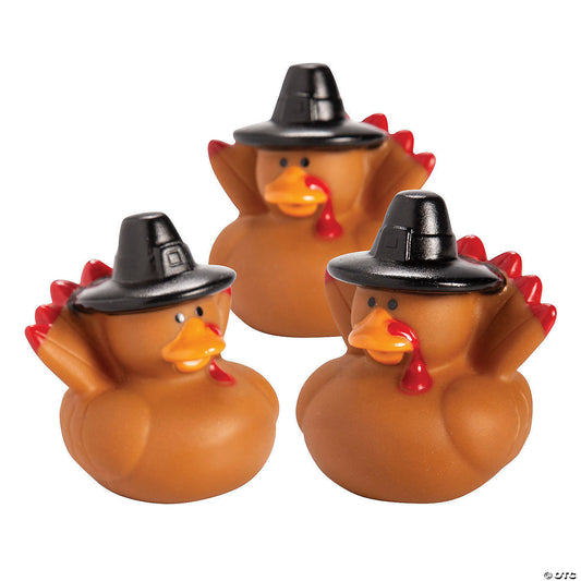 Thanksgiving Turkey in Pilgrim Hat Rubber Ducks - by the dozen