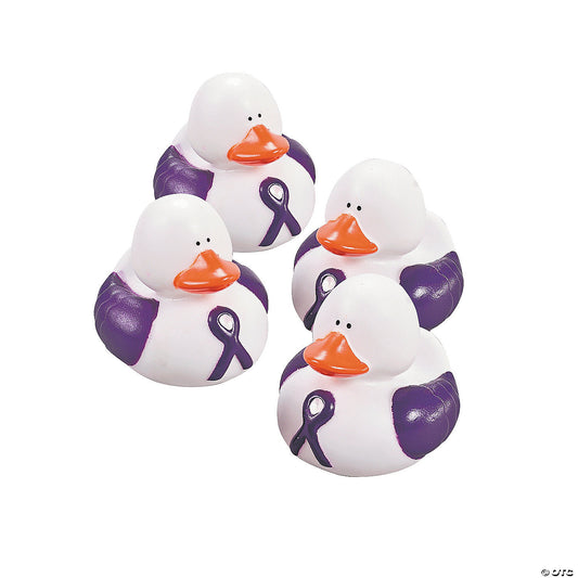 Purple Ribbon Rubber Duckies - by the dozen