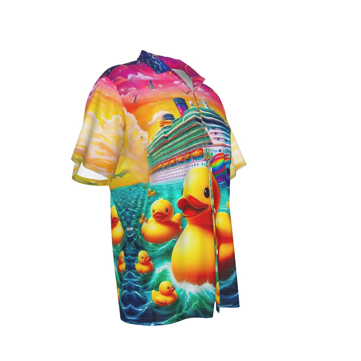 Men's Quacktastic Voyage: Sunset Splash Hawaiian Shirt With Pocket