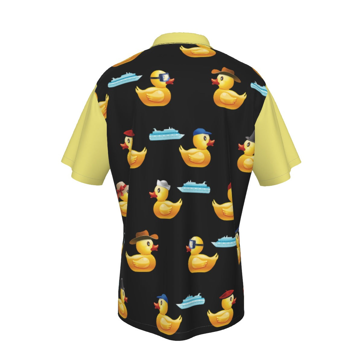 Ducky Black and Yellow Men's Hawaiian Shirt With Pocket